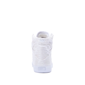 Supra Kids SKYTOP White Sequin/White High Top Shoes | CA-13237